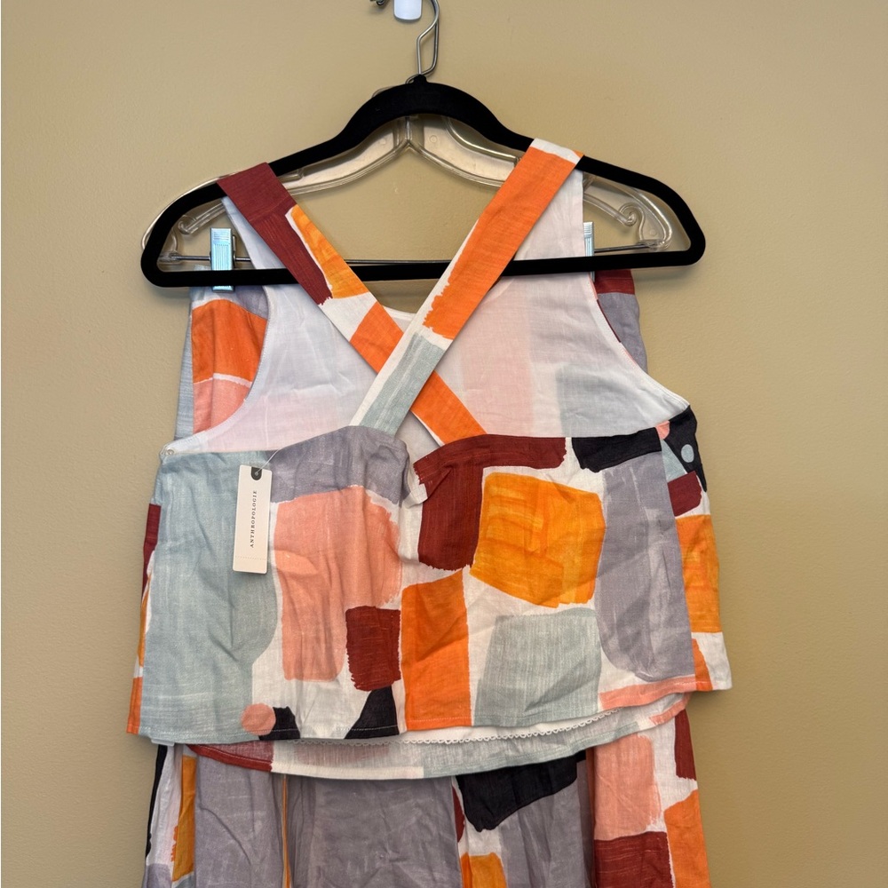 Anthropologie Set, Orange Pink Maxi A-line Skirt & Top - Picture 2 of 4